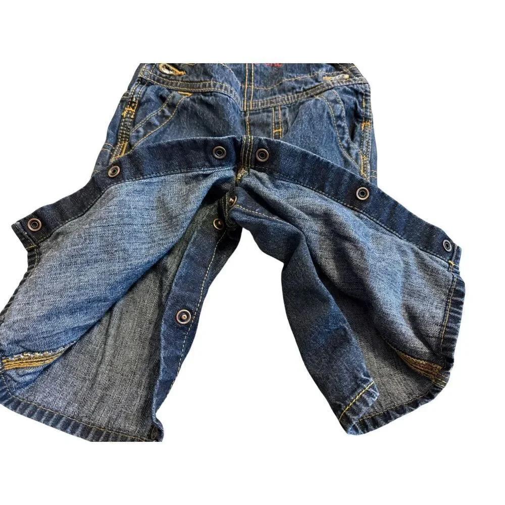 Oshkosh Denim Adjustable Overalls Coveralls Snap Bottom Baby 6 Months